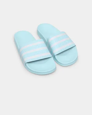 Satin Glow Adidas Adilette Slides Halo Mint / Cloud White