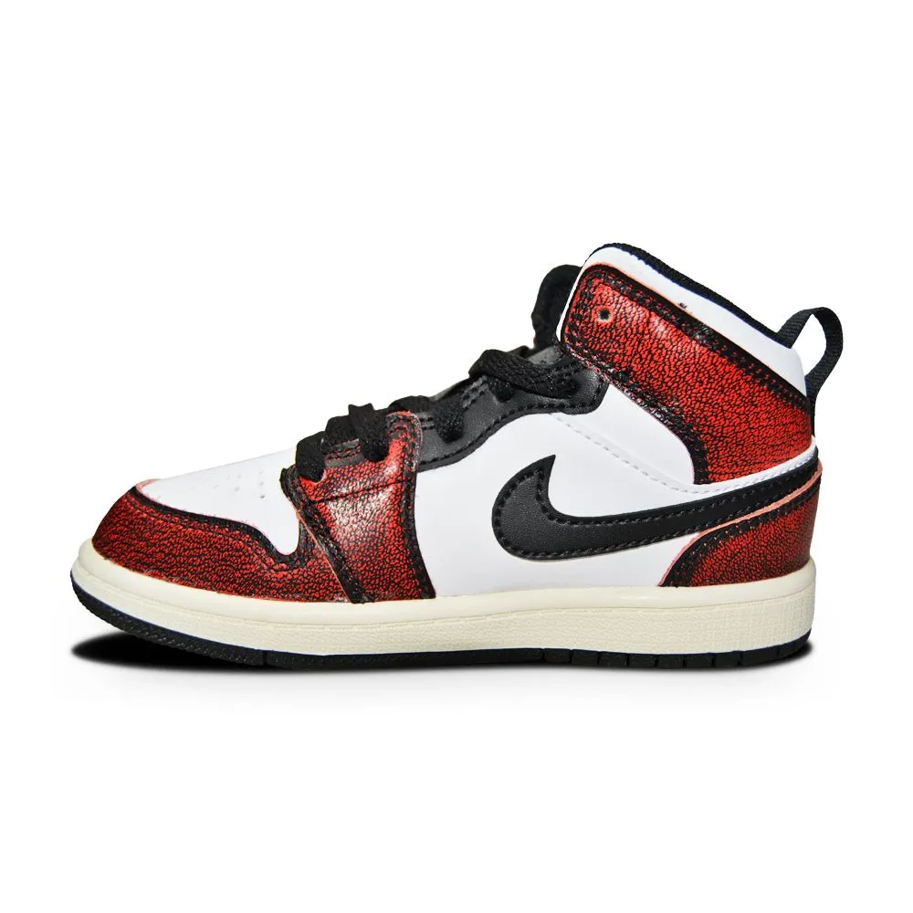 Extended Width Options Kids Nike Air Jordan 1 Mid SE (PS) - FB0567 006 - Black Infrared 23 White Sail