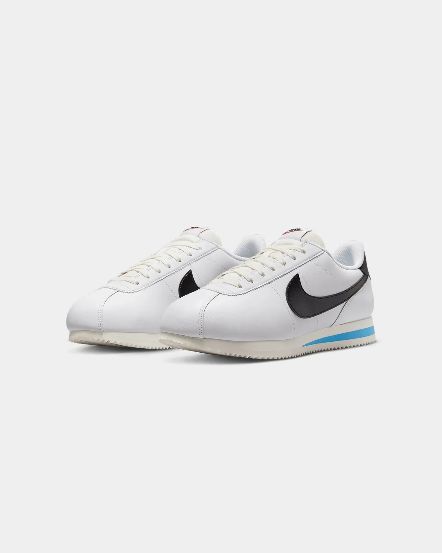 Nike Cortez White/Black-LT Elastic laces Slim Line