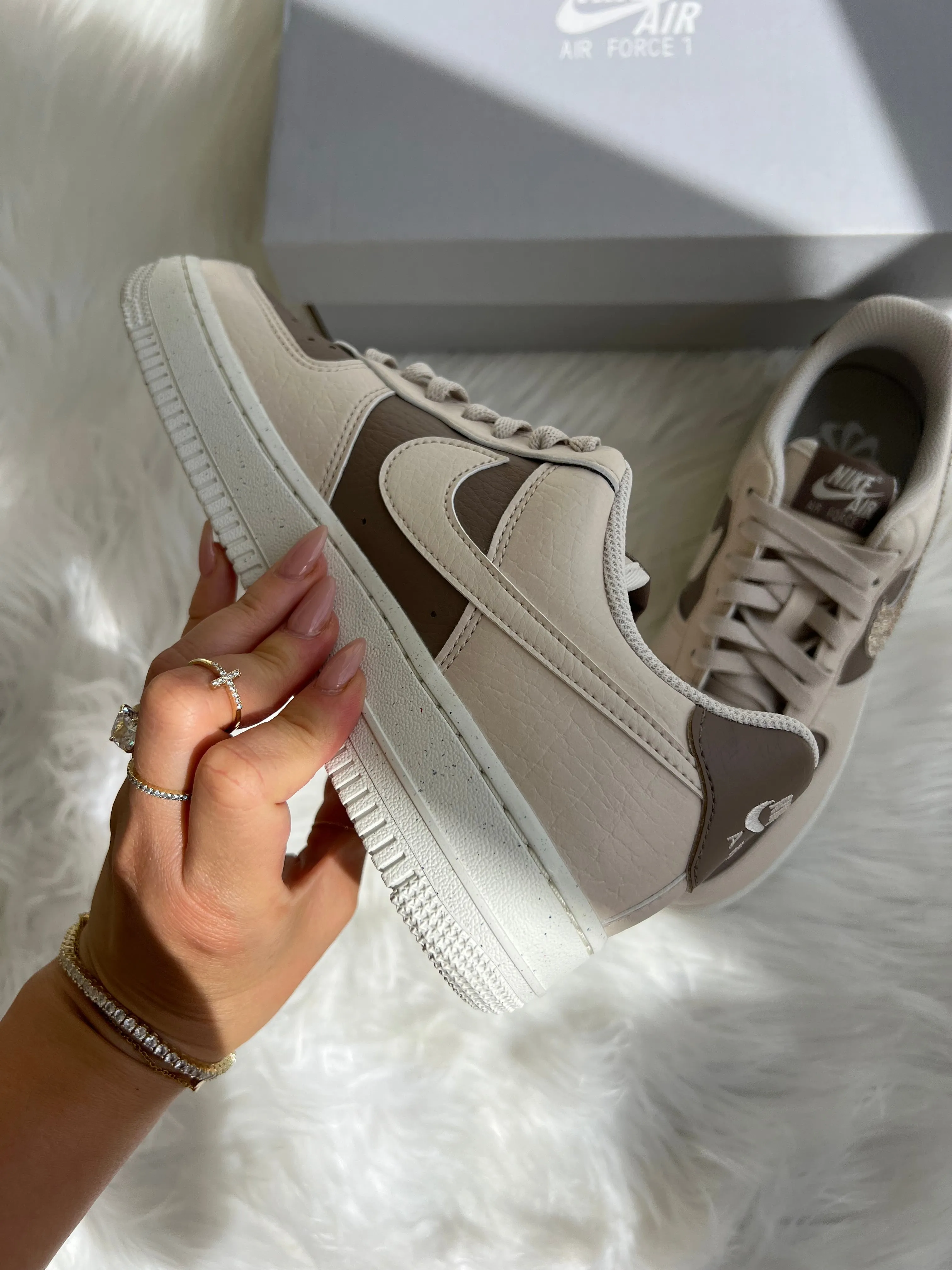 Neutral Cafe Swarovski Womens Nike Air Force One QuickDry