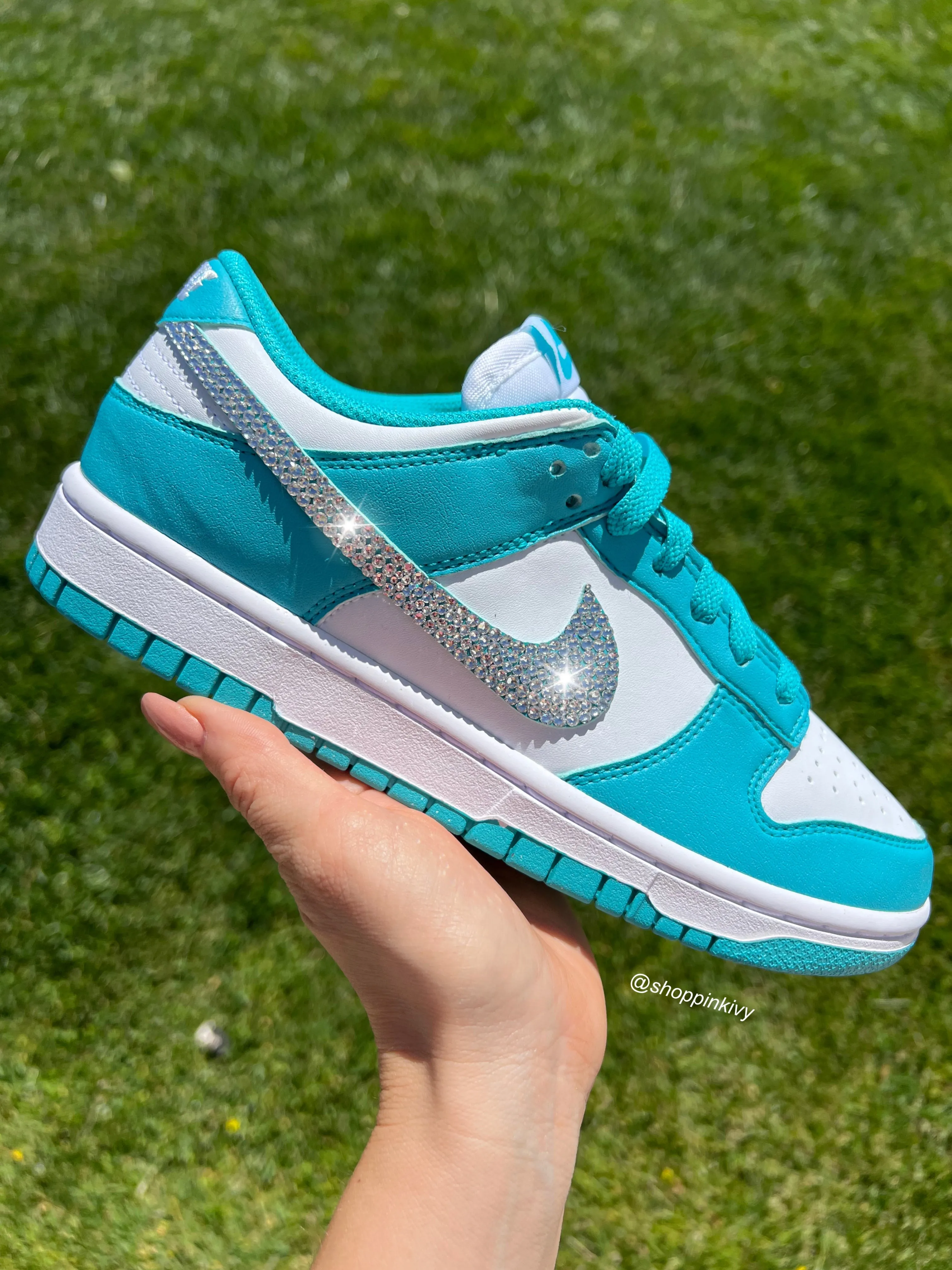 Teal Swarovski Womens Nike Dunk Shoes Classic Finish Neutral Form
