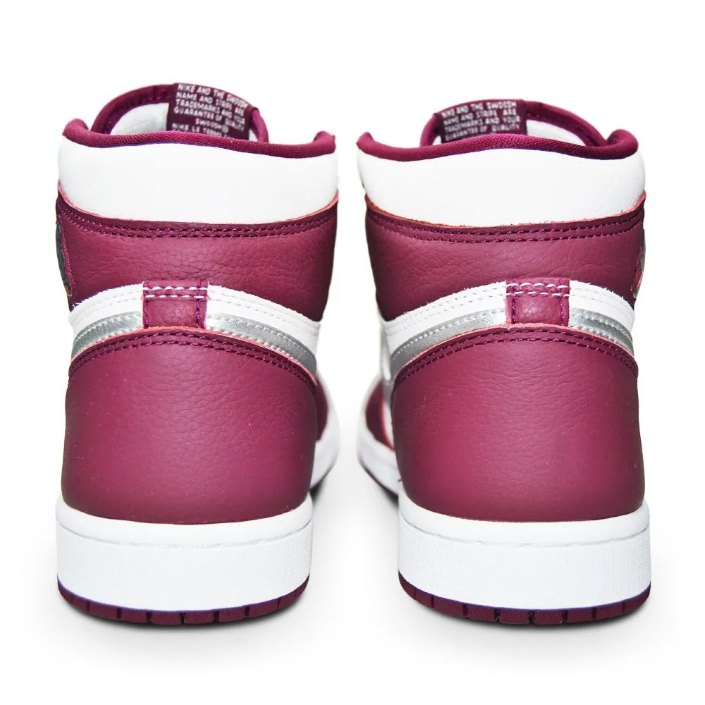 Torsion Bar System Indoor Outdoor Mens Nike Air Jordan 1 Retro  High OG - 555088 611 - Bordeaux Metallic Silver White