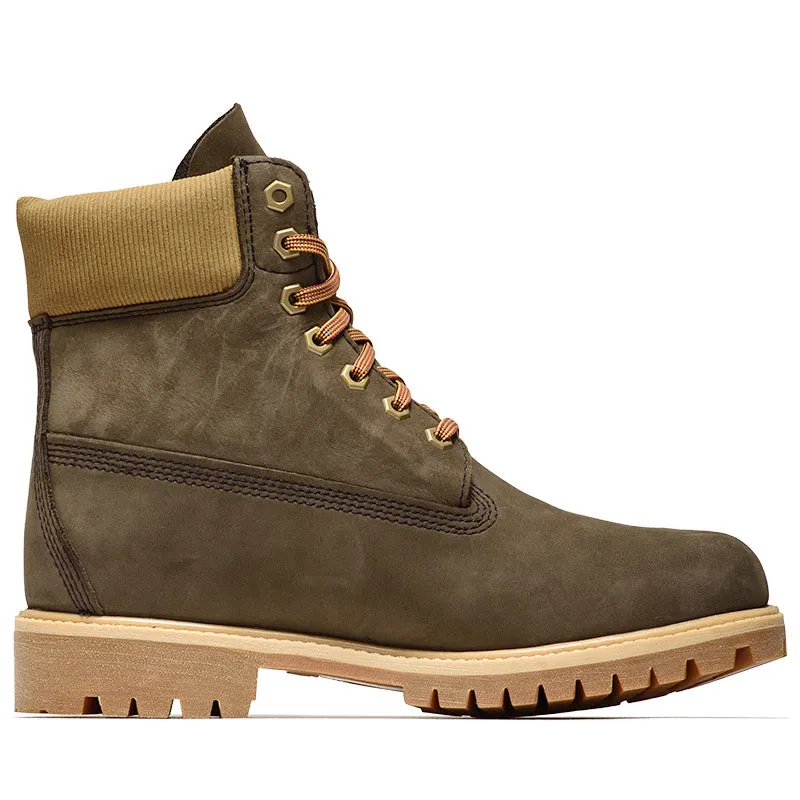 Mesh Upper Timberland Premium 6" Lace Up Waterproof Boot - Dark Brown/Nubuck Olive