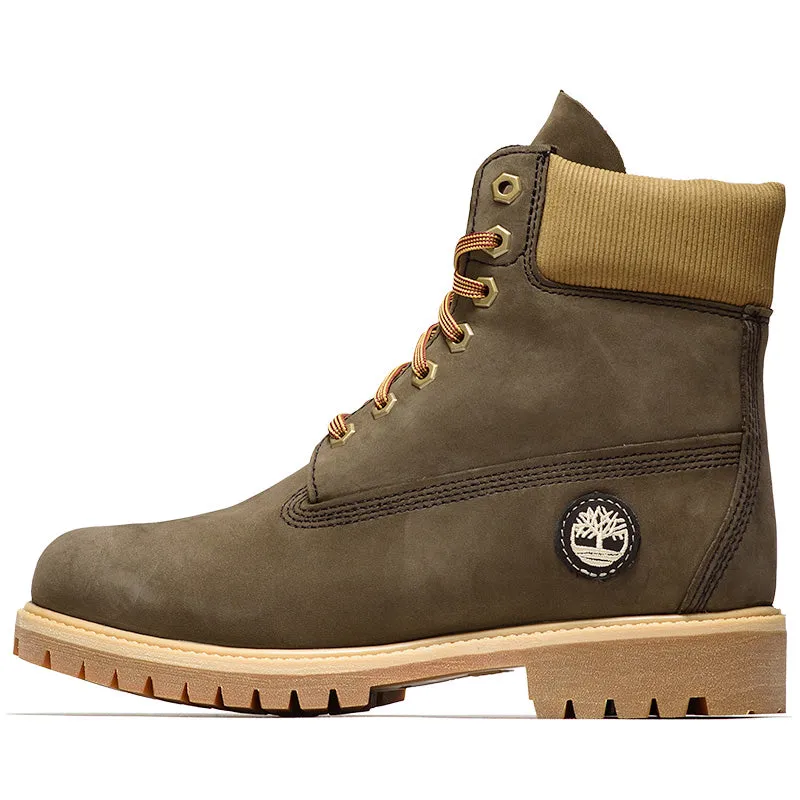 Long Last Shock Absorbing Mountain Climber Timberland Premium 6" Lace Up Waterproof Boot - Dark Brown/Nubuck Olive