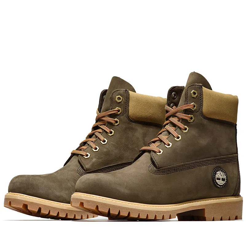 Young Professional Tourist Timberland Premium 6" Lace Up Waterproof Boot - Dark Brown/Nubuck Olive