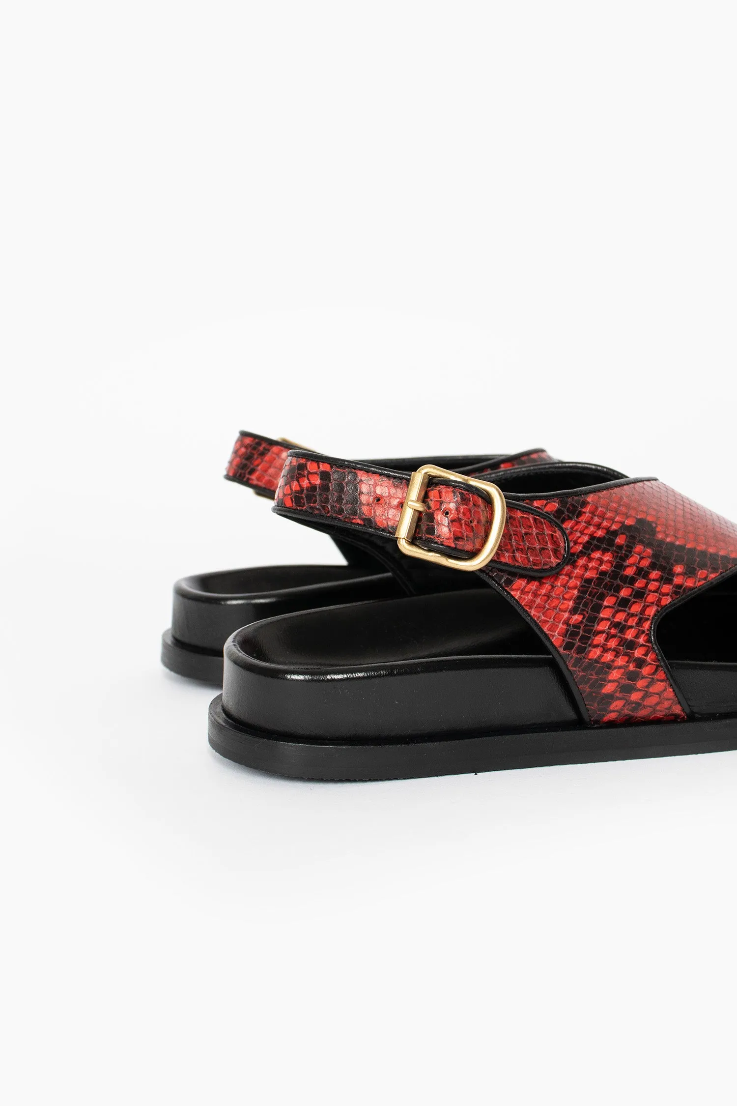 Joint Care Silent Walk Snake Print Sandals Vermillion