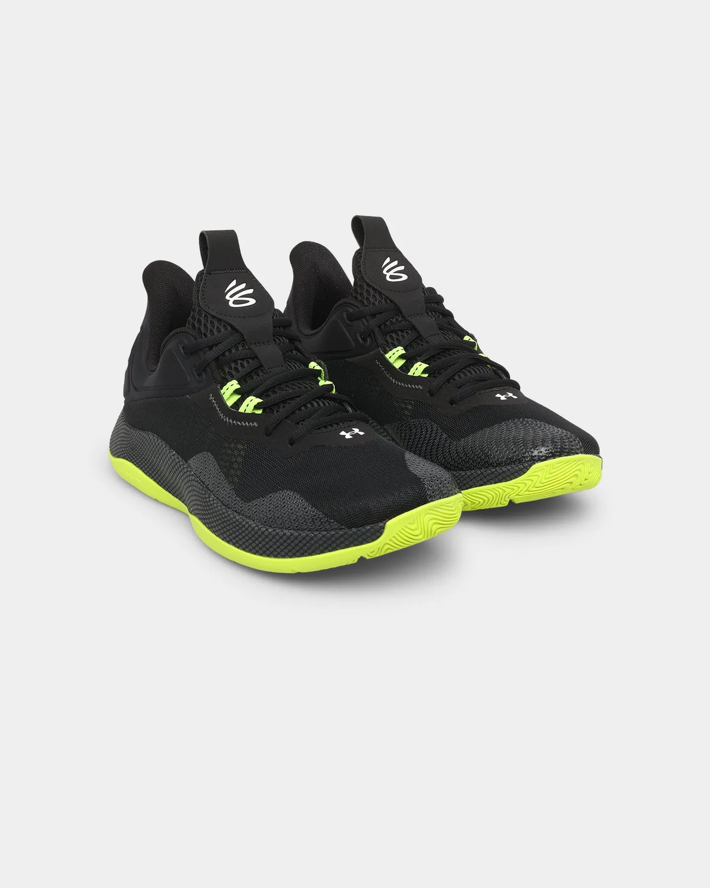 Under Armour Curry HOVR Splash 2 Basketball Shoes Black/Pitch Green Elastic laces