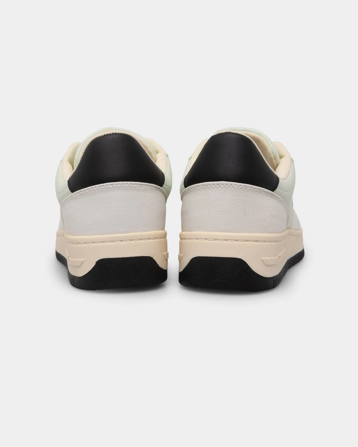 Tommy Jeans Basketball Canvas Mixed Texture Trainers Ivory Stretchable Material