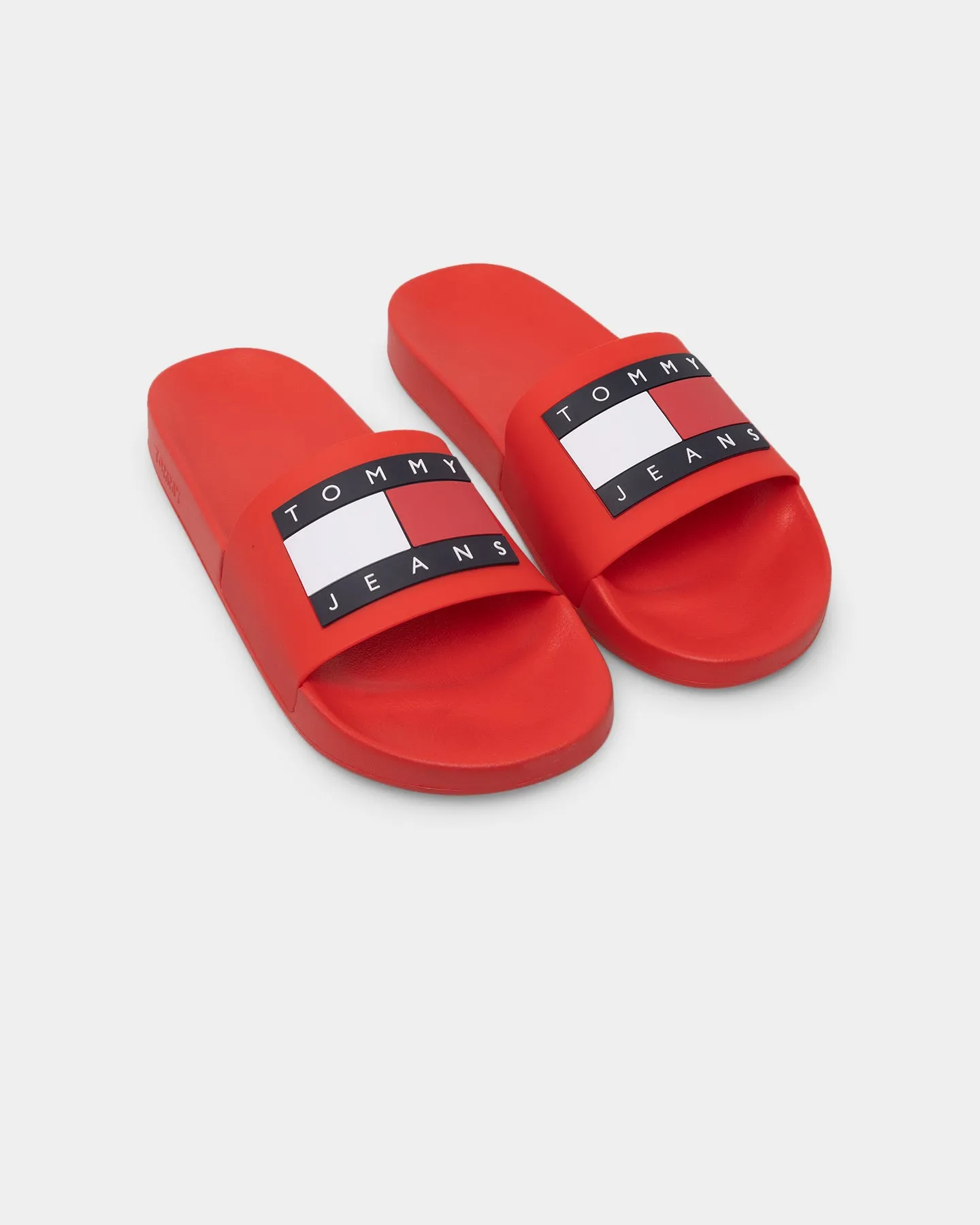 Tommy Jeans Essential Contoured Pool Slides Deep Crimson Sturdy Build Tropic Mode