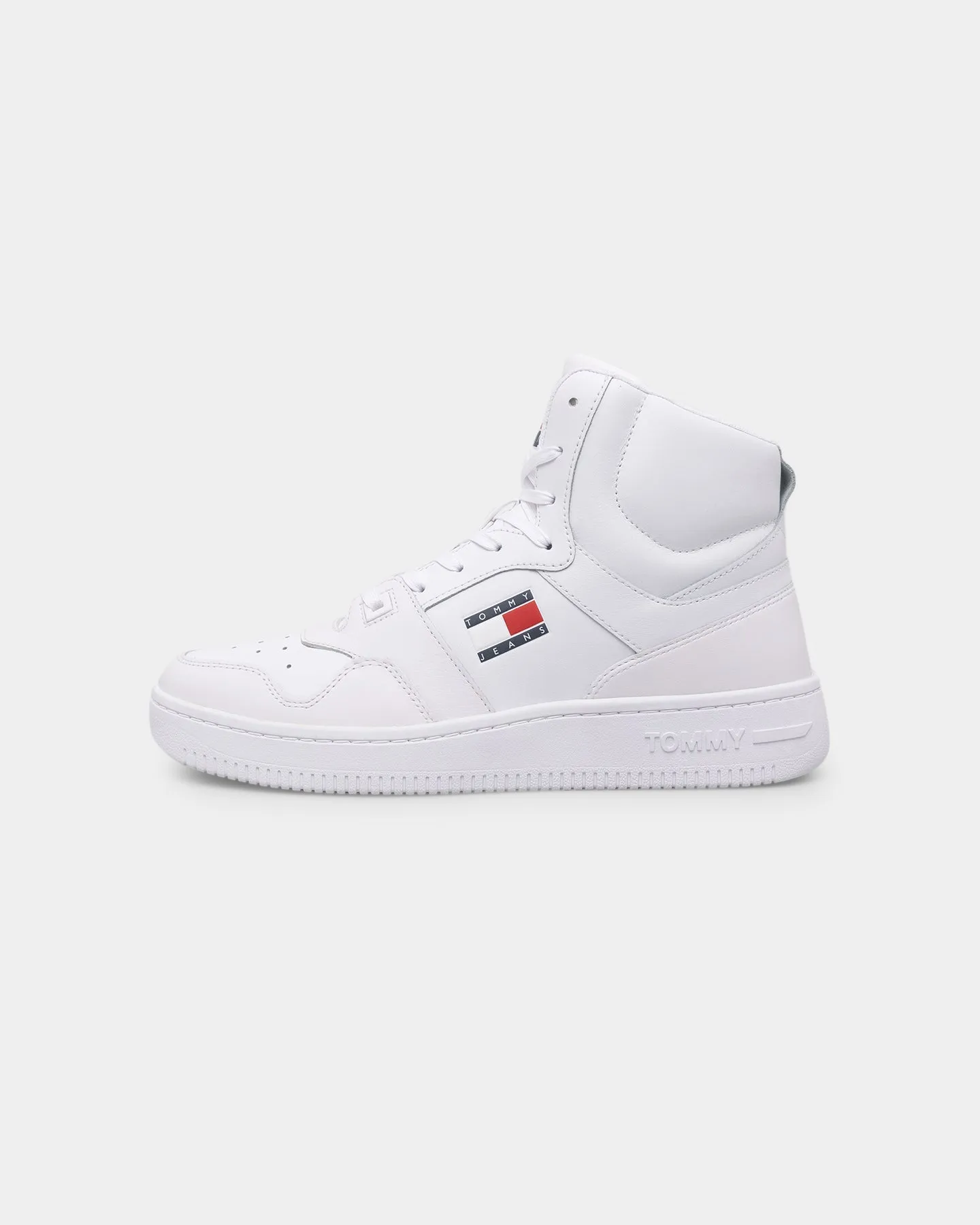 Tommy Jeans Mid Cut Basketball Trainers White Gloss Finish