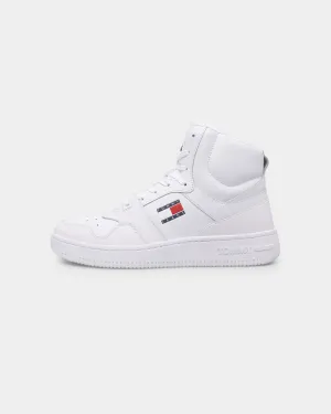 Tommy Jeans Mid Cut Basketball Trainers White Gloss Finish