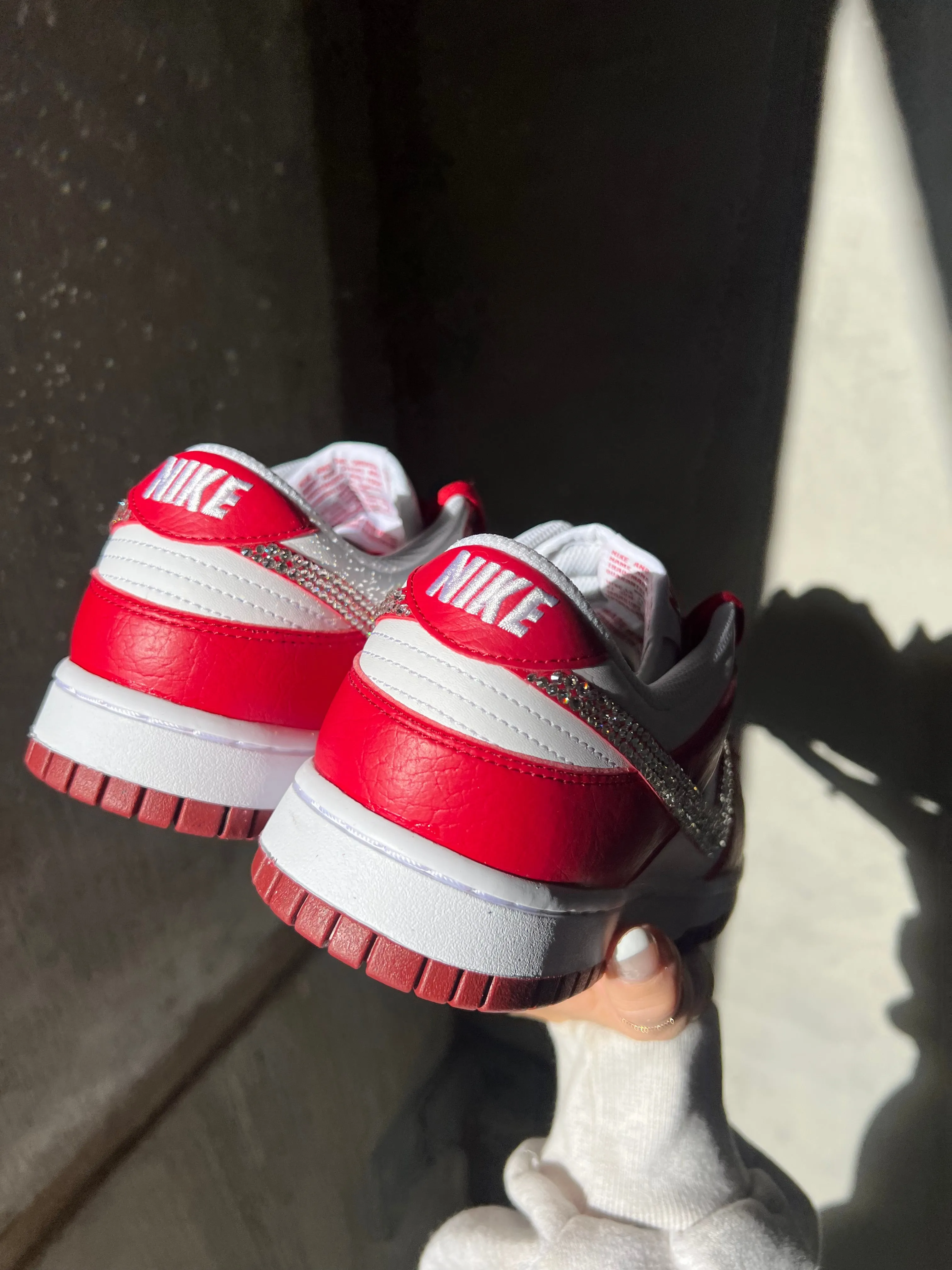 Rare Red Swarovski Womens Nike Dunk Shoes Americana Anti Sweat