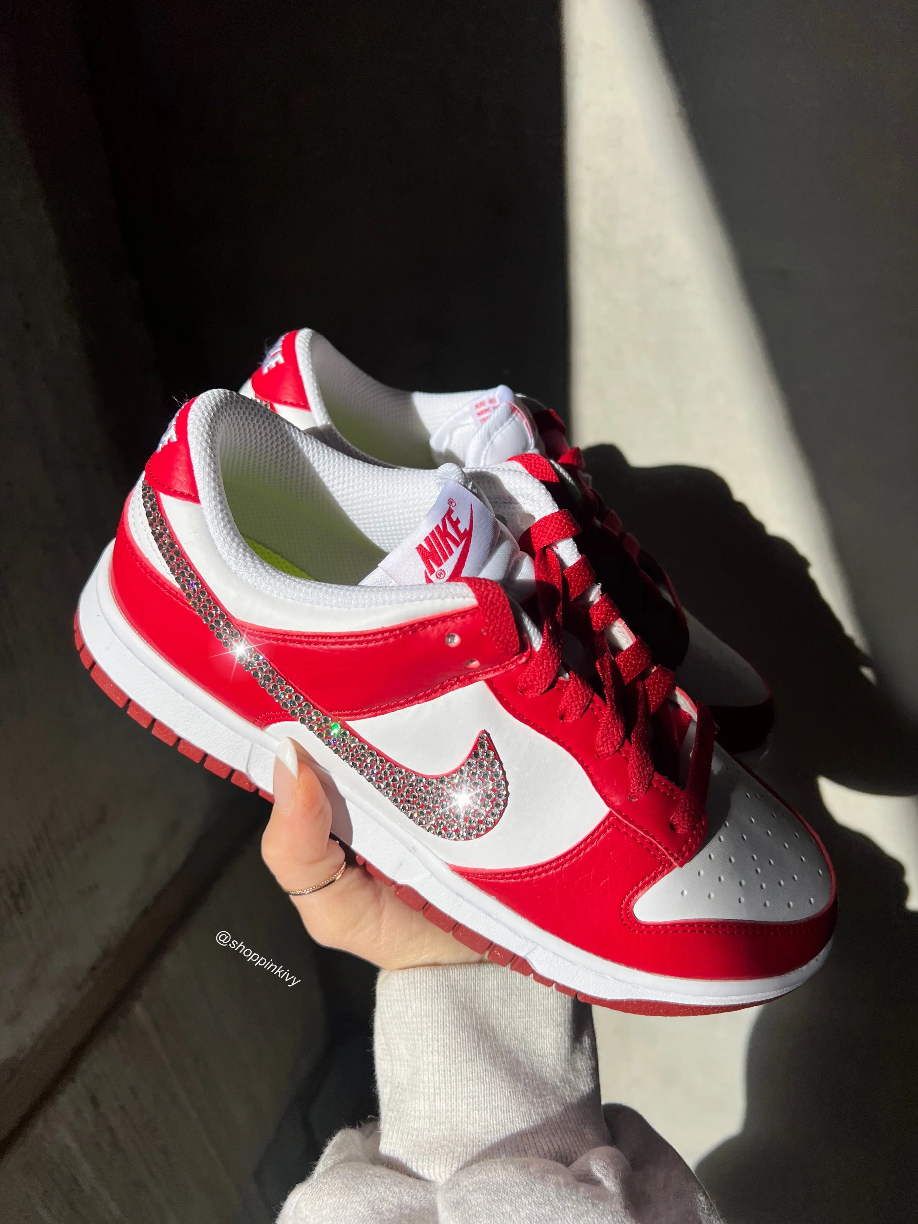 Rare Red Swarovski Womens Nike Dunk Shoes Americana Street Run
