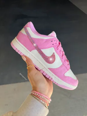 Pink Suede Swarovski Womens Nike Dunk Shoes Bounce Hike Breath Tech