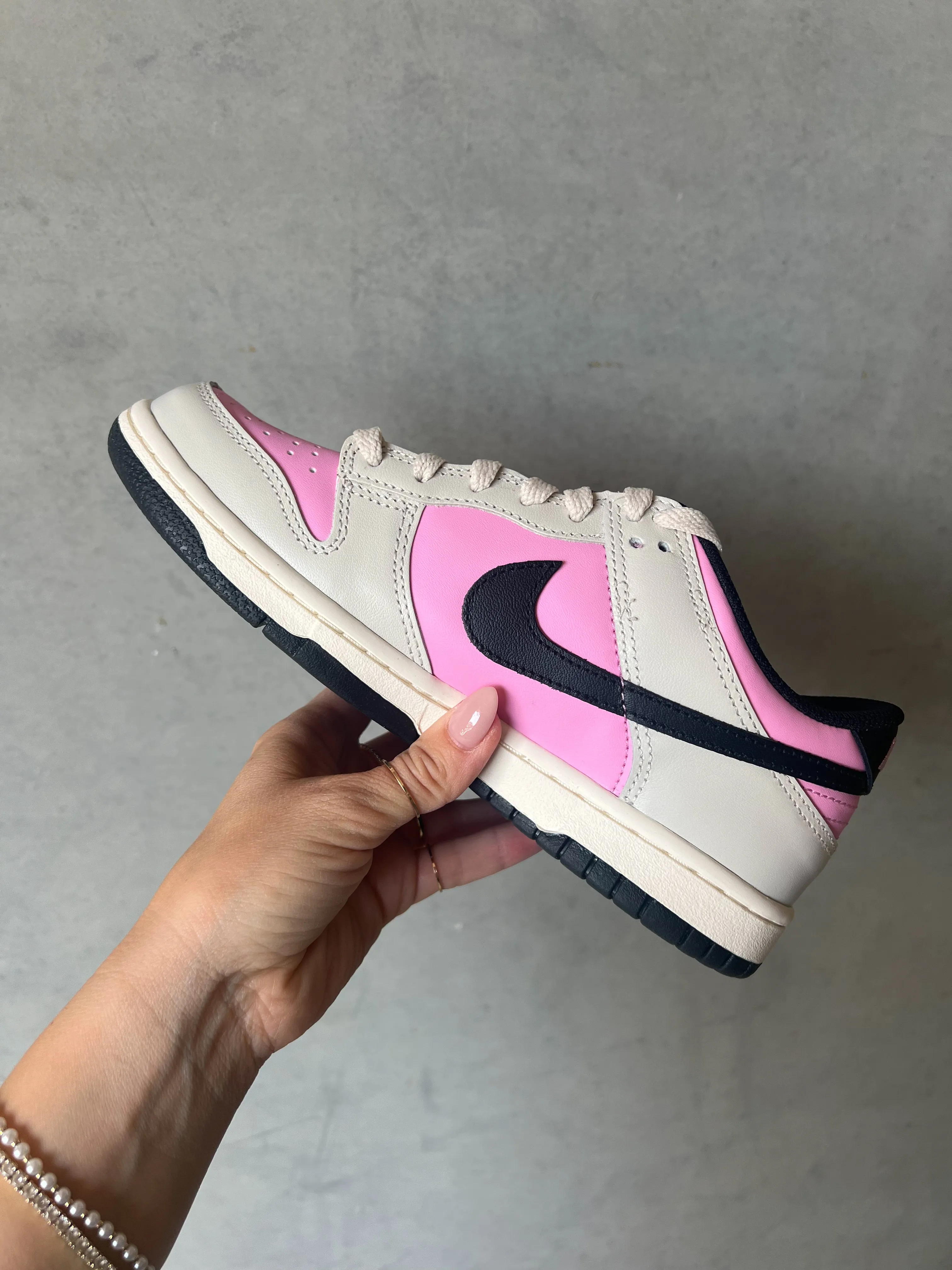 Pink and Black Swarovski Womens Nike Dunk Shoes Family Hike Comfortable Shoes
