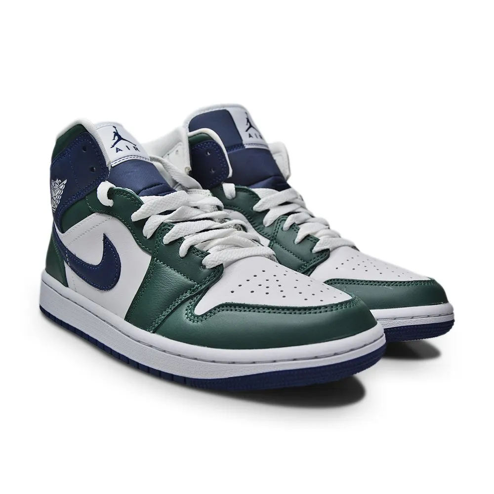 Interlocking Treads Low   Top Womens Nike Air Jordan 1 Mid SE - DZ5326 300 - Noble Green Midnight Navy