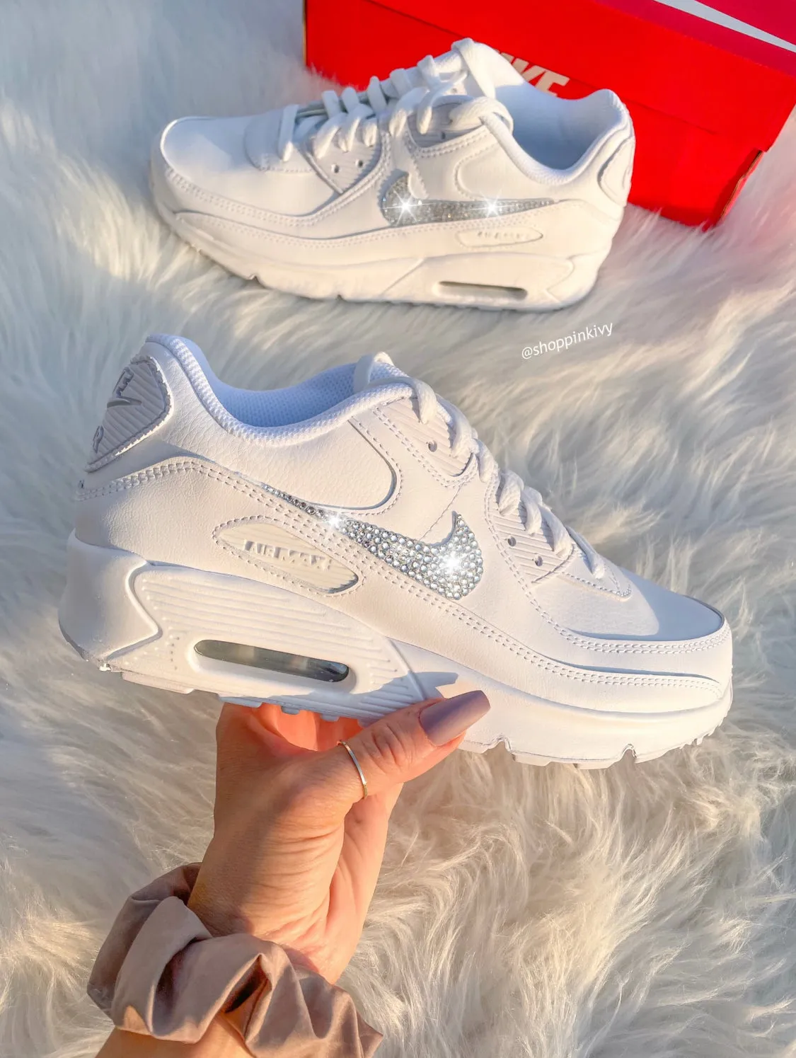 White Swarovski Nike Air Max 90 Fog Hike Trail Run