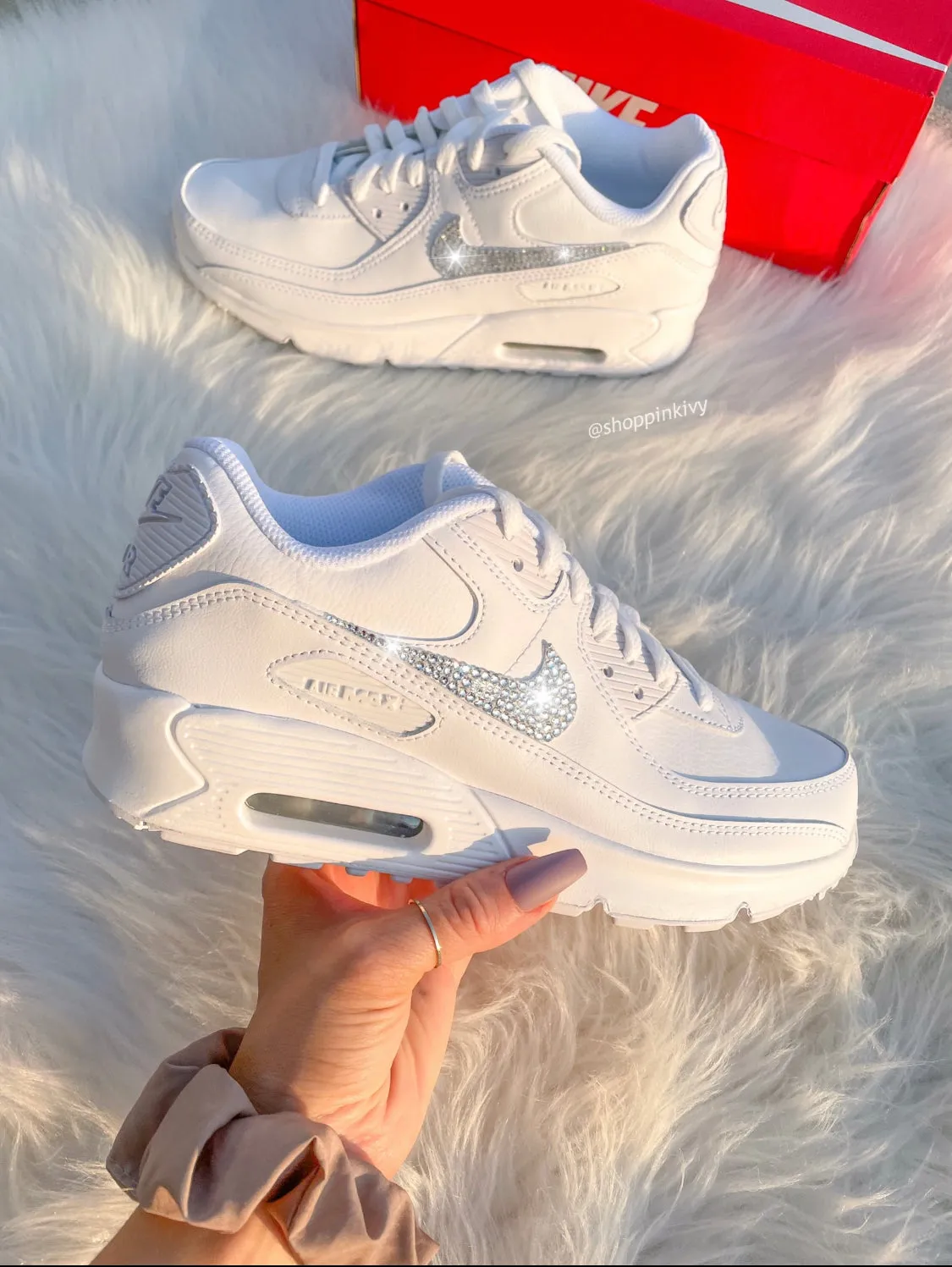Zip Design Lean Look White Swarovski Nike Air Max 90