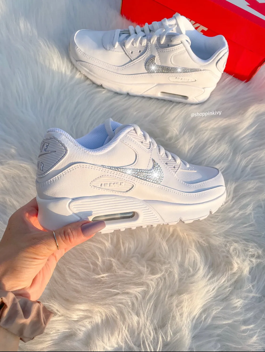 White Swarovski Nike Air Max 90 Stable Step Comfy Fit