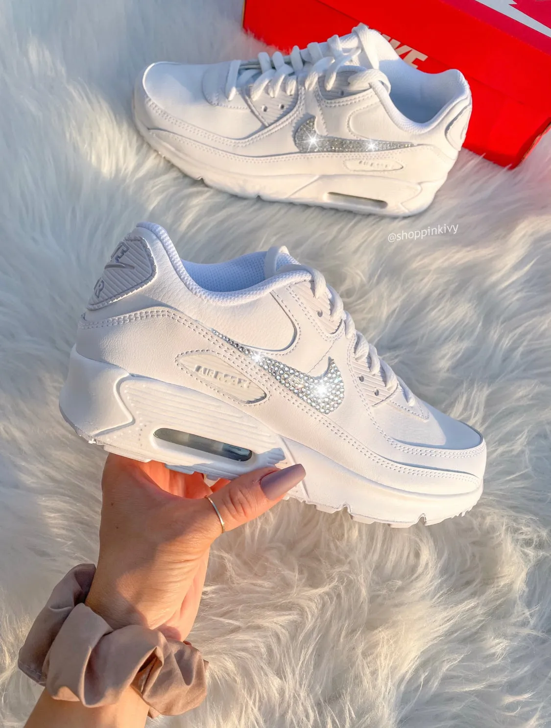 White Swarovski Nike Air Max 90 Relaxed Look