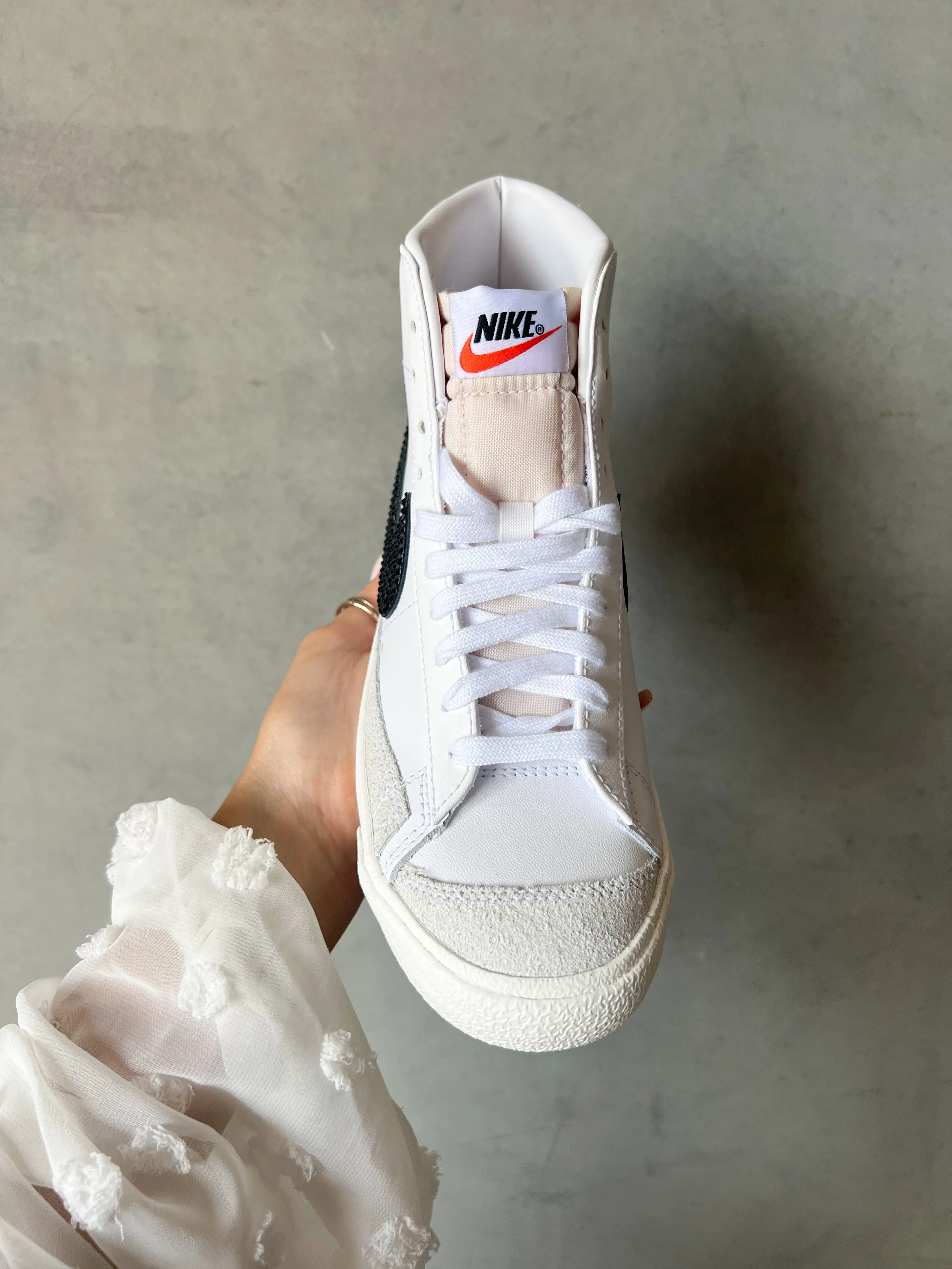 Flexible   strap Child Run White Swarovski Nike Blazer Mid