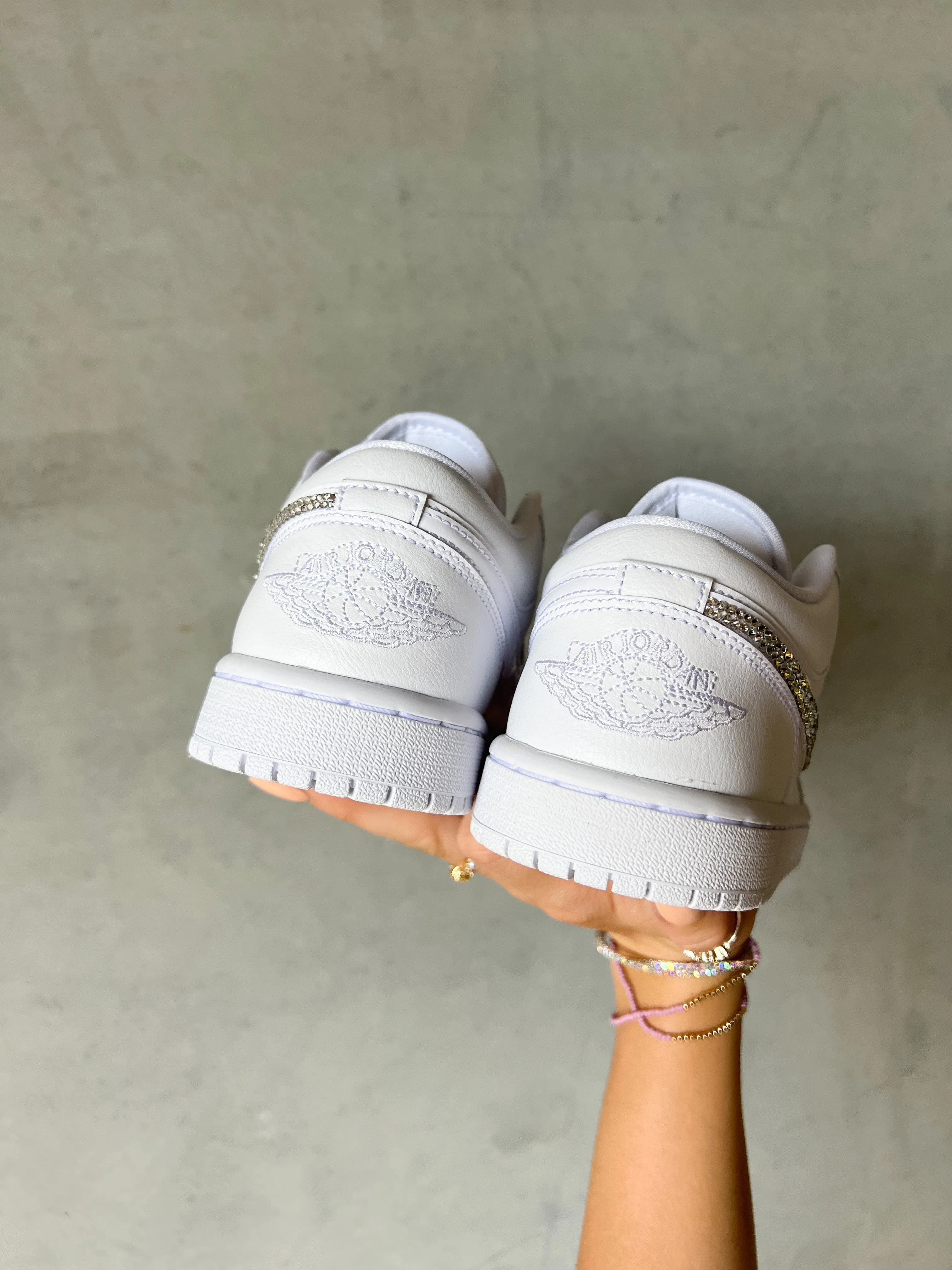 Meet Walk White Swarovski Women??s Air Jordan 1 Low Shoes