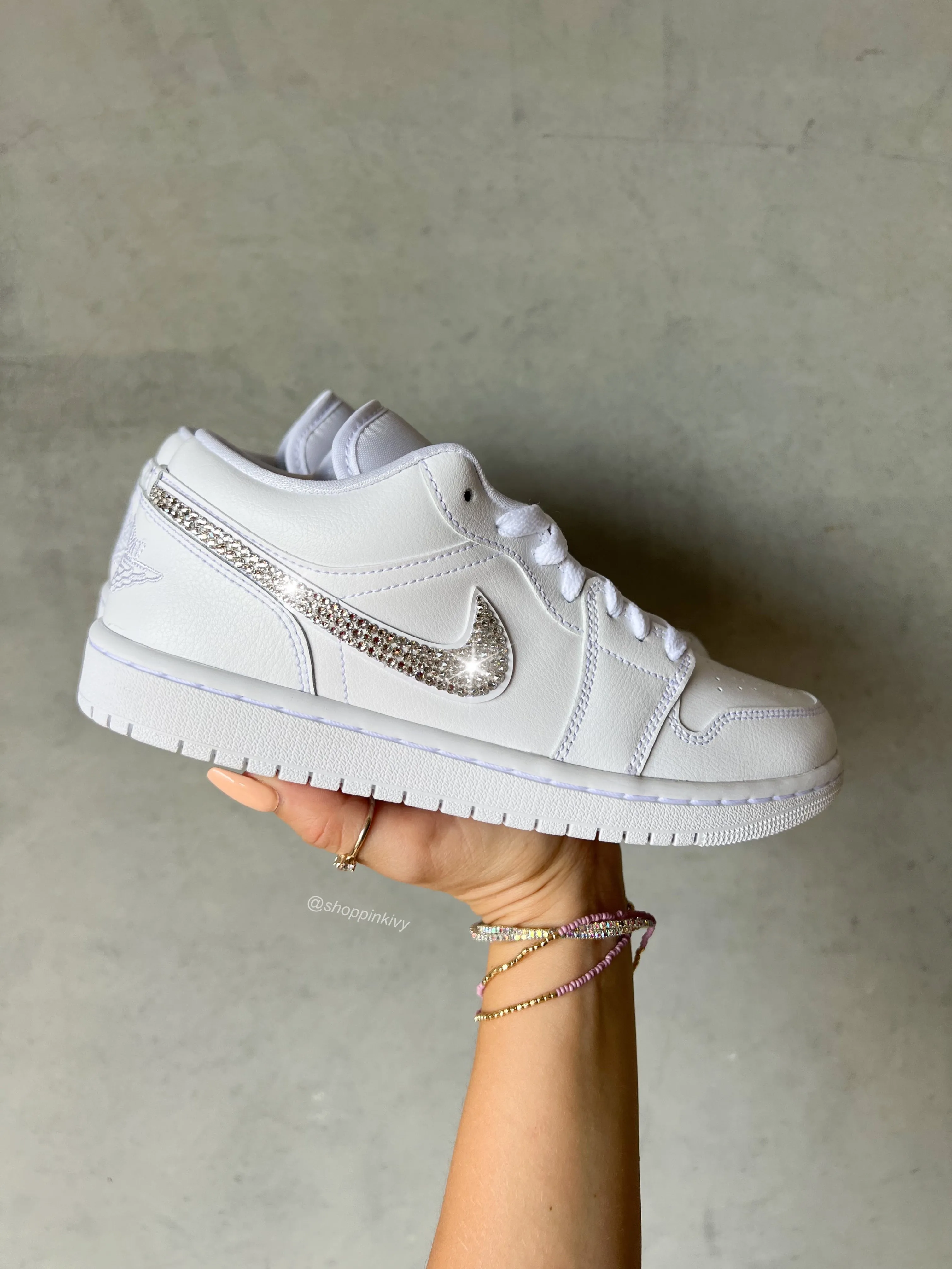 Urban Everyday Weather Ready White Swarovski Women??s Air Jordan 1 Low Shoes