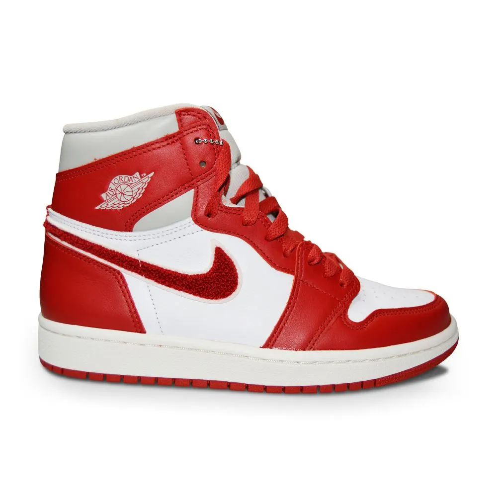 Microfiber Overlays Max Agility Women Nike Air Jordan 1 Retro High OG - DJ4891 061- Lt Iron Ore Varsity Red Sail