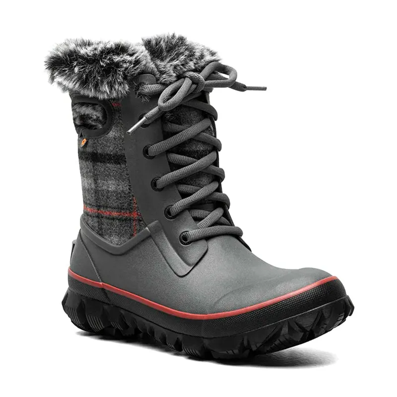 Women's Arcata Cozy Plaid Dark Grey Multi Snow Steps