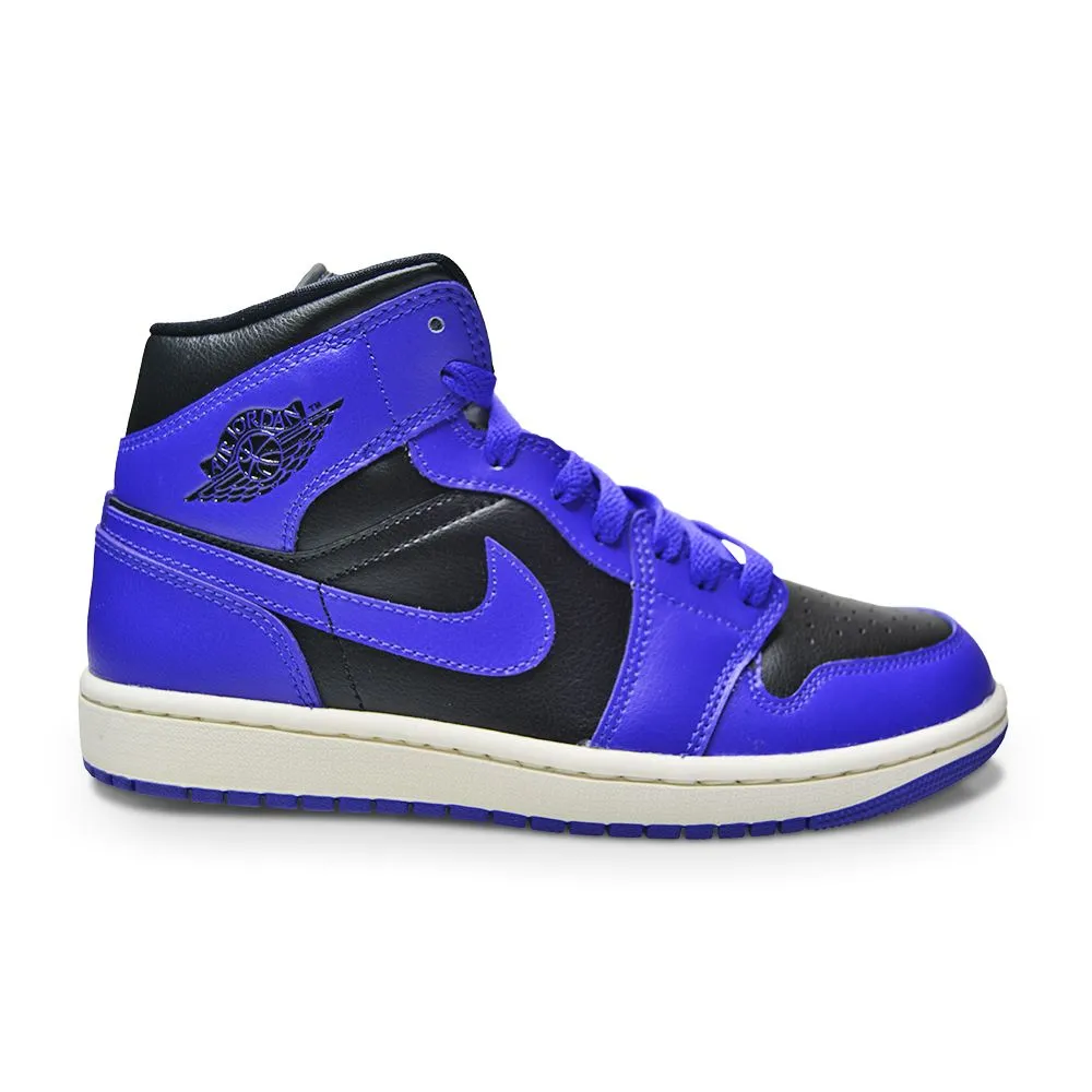 Impact Resistant Plate Breathable lining fabric Womens Nike Air Jordan 1 Mid - BQ6472 051 - Black Dark Concord Sail