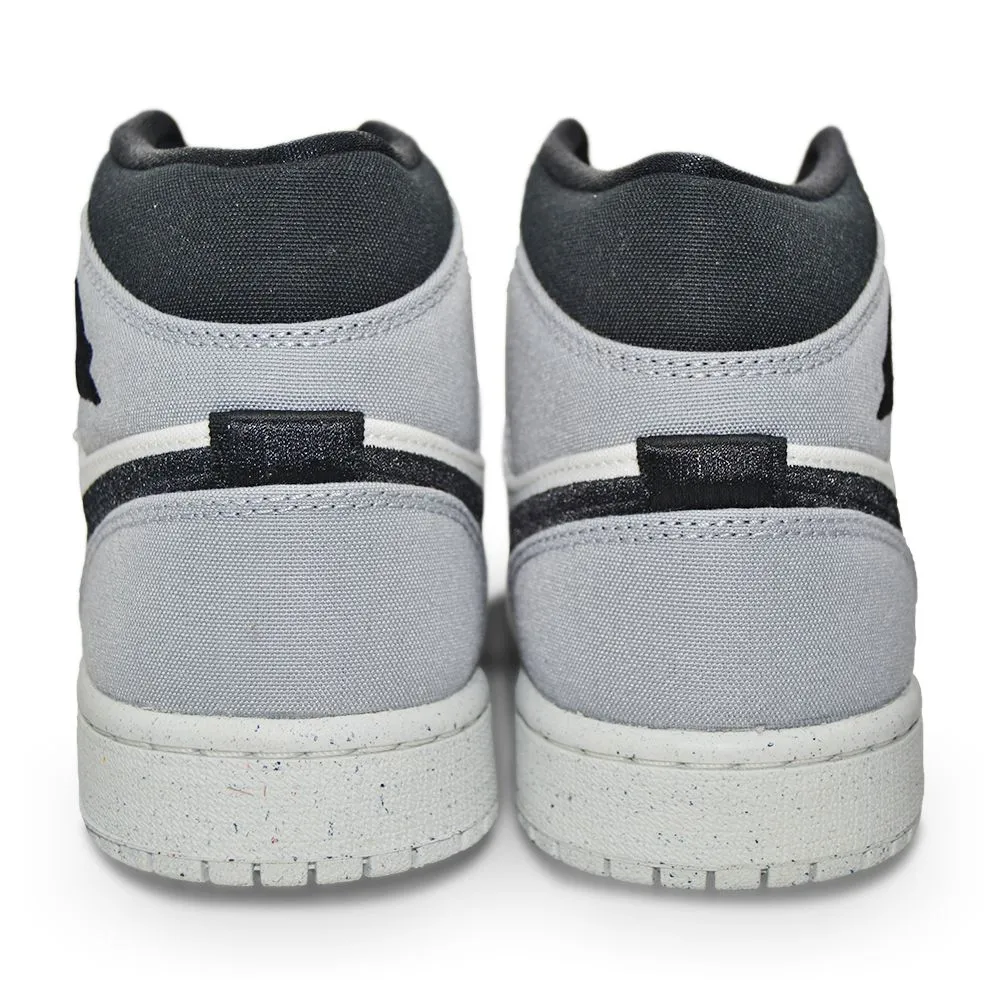 Womens Nike Air Jordan 1 Mid SE - DV0427 100 - Salt Black LT Steel Grey Multi Layer Composite Lace   Up Closure