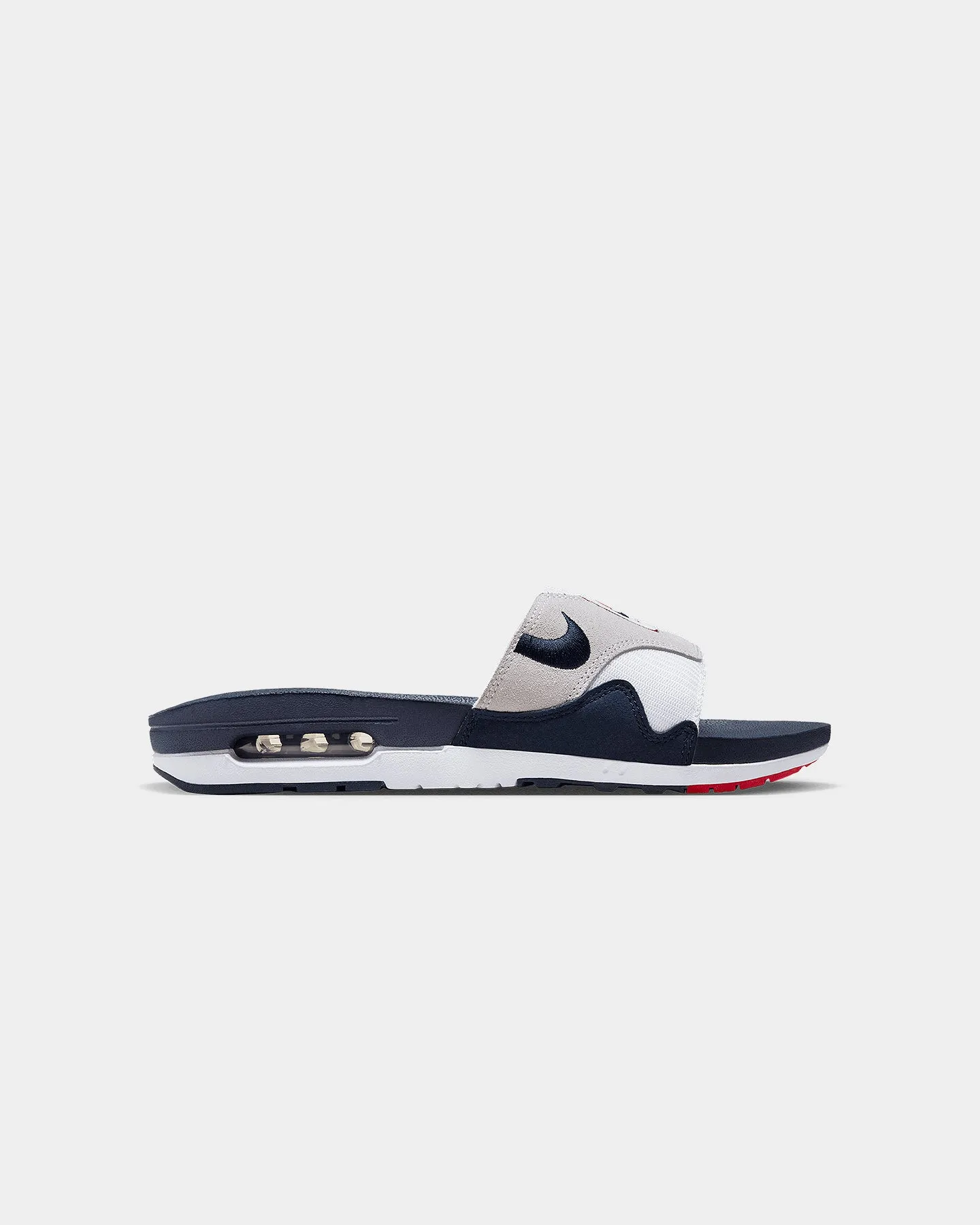 Nike Air Max 1 Slides White/Obsidian Breathable Material Slim Line